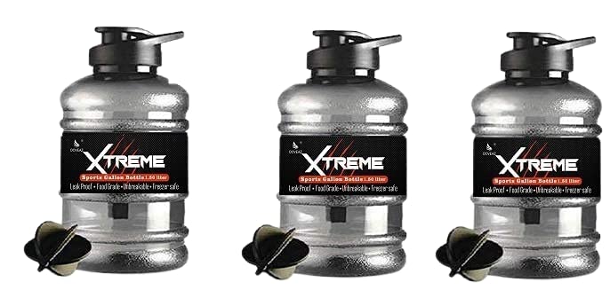 doveaz DOVEAZ® Xtreme Sports Water Bottle for Gym, Protein Shaker Bottle, Gallon Water Bottle (1.5 LTR) with Mixer Ball and Strainer (Black, Pack of 3)-picture-13
