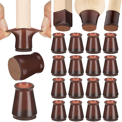 Aneaseit Chair Leg Floor Protectors - 16 pcs Dark Walnut - Felt Bottom Silicone Pads for Hardwood Floors & Furniture Feet - Rubber Caps for Chairs - X-Small
