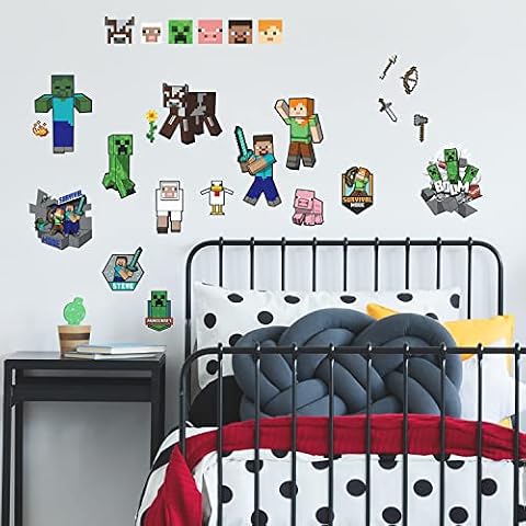 RoomMates RMK5366SCS Postacie Minecraft Naklejki ścienne odklej i przyklej, wielokolorowe