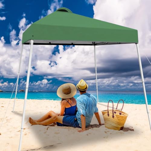 SAILARY 8x8 Pop Up Canopy Tent Instant Canopy for Party Portable Beach Tent Sun Shelter Heavy Duty Steel Frame Slant Leg Outdoor Canopy with Air Vent, Green by SAILARY - Used condition - Image 2