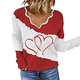Générique Femmes Impression col en V Sweat Haut à Manches Longues Sweat Chemisier décontracté tempérament Pull Haut Pulls Noirs pour Femmes Habillées