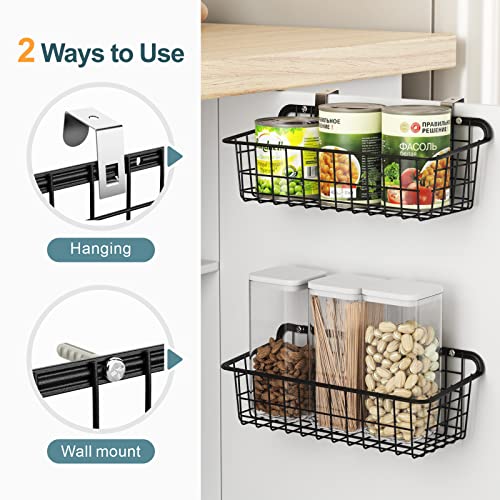 Wall Basket, Packism 4 Pack Hanging Wire Baskets For Organizing Small Versatile Bathroom Organizer Hanging Wall Basket For Bathroom Kitchen Bedroom Garage Add Extra Storage, Easy To Install, Black #TOP4