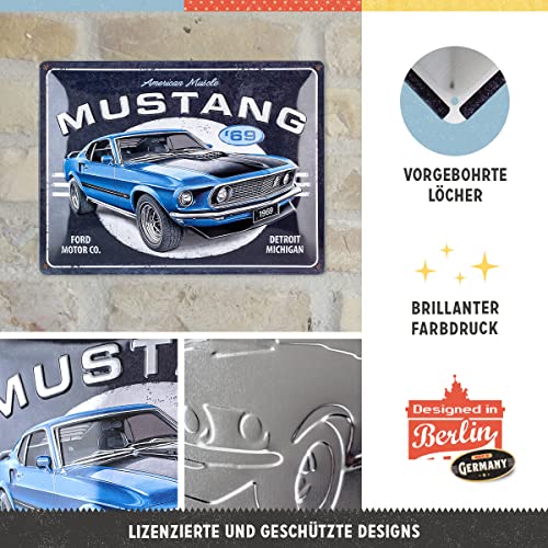 Plaque rétro Ford Mustang 1969 en métal 30x40 cm Nostalgic-Art - 3