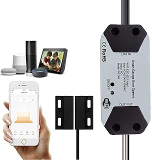 WiFi Smart Garage Door Opener Control Compatible with Alexa, Google Assistant, SmartThings, Voice Control, Remote Control/Timer Control (EU), White