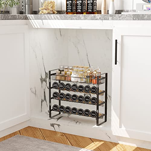 C&Ahome Spice Rack, Spice Organizer, 4 Tiers Spice Racks Organizer, Seasoning Rack Organizer, Spice Rack Organizer For Countertop Cabinet Kitchen Pantry Free Standing Or Wall Mounted, Black Usrom04B #TOP3
