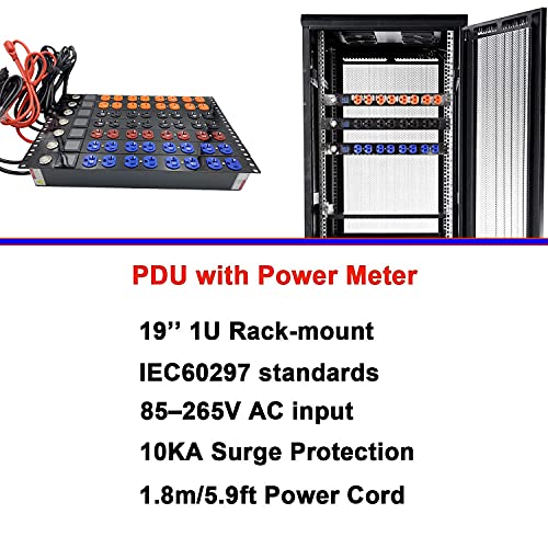 8 Outlets Switched Pdu Surge Protection Power Strip With High-Precision Measuring Instruments 1U 19" Rack Mount Metered Power Distribution Unit 100-250V 16A (Blue) #TOP4