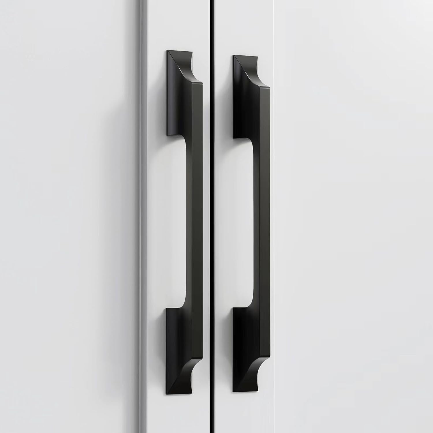 5 Pack Black Cabinet Pulls Solid Alloy 5.04''(128MM) Hole Center Cabinet Handles Solid Modern Drawer Pulls Hardware for Kitchen