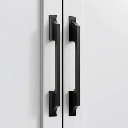 Miniatura 8 de Paquete de 6 tiradores de gabinete de color negro mate, 7.56 pulgadas con espacio entre tornillos de aleación de aluminio, manijas de gabinete de