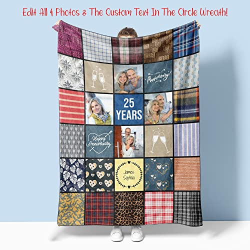 Personalized Anniversary Photo Blanket Gift For Wife Husband Boyfriend Or Girlfriend, Customized Photo Collage Present For Her Or Him, Fleece Or Sherpa Quilt Throw (Sherpa3040) #TOP2