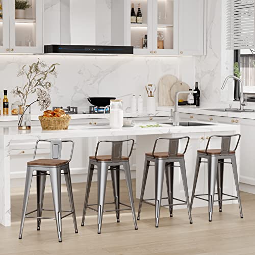 Changjie Furniture 26 Inch Bar Stools Counter Height Bar Stools Industrial Metal Barstools Set Of 4 For Home Kitchen (26 Inch, Silver) #TOP5