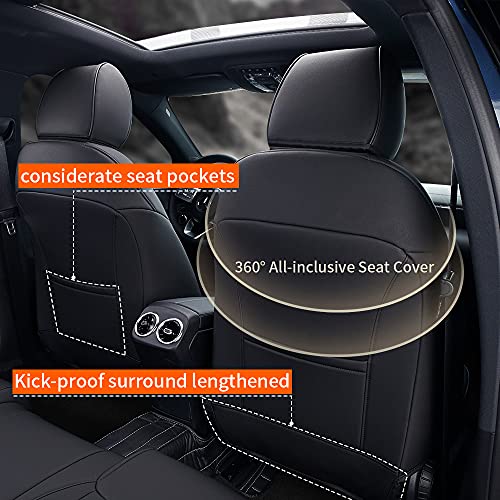Image of AOMSAZTO Car Seat Cover for Mazda 3 2019 2020 2021 2022 2023 2024 2025 2026 - Full Set Customized Black Faux Leather Seat Covers