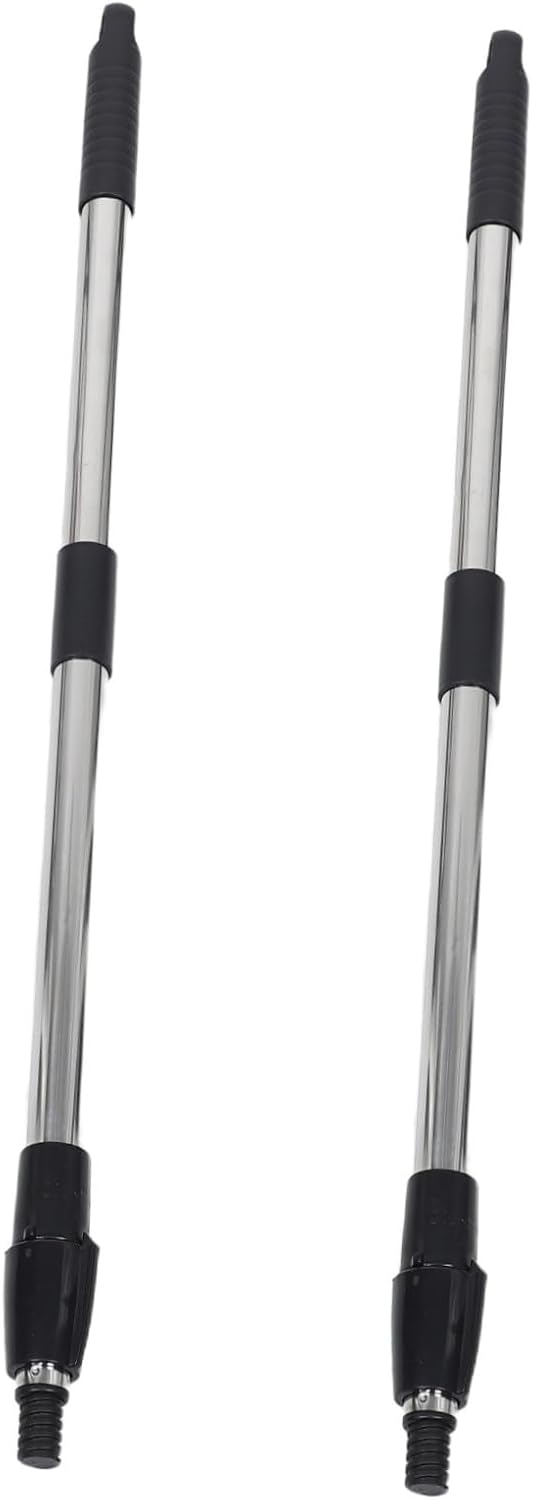 2 Sets Stainless Steel Threaded Mop Handles Extendable Replacement Poles with Stable Thread Connection Heavy Duty Telescopic Mop Rods for Home and Commercial Cleaning