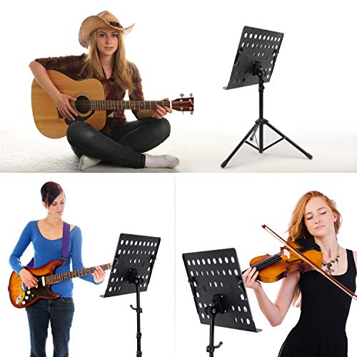 Klvied Professional Sheet Music Stand with Violin Hanger, Folding & Portable Violin Stand With Travel Case, Black by Klvied - Image 8