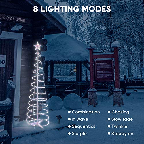 Yescom Solar Panel Set of 3 LED Christmas Spiral Light Kit 6Ft 4Ft 3Ft Indoor Outdoor Garden Party