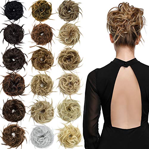 EMERLILY Messy Bun Hair Piece Synthetic Scrunchy Tousled Updo Hair Extensions Ponytail Curly Hair Pieces for Women