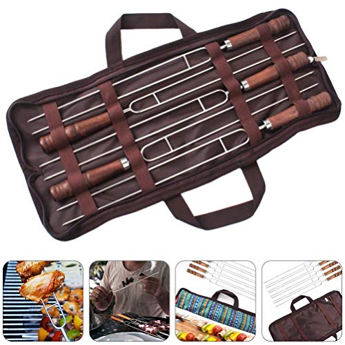Angoily 5Pcs Espetos de Churrasco Duplo Prong Grelhar Espetos Espetos De CHURRASCO de Aço Inoxidável