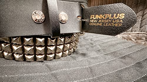 Three Row Pyramid Stud Plus Size Heavy Duty Punk Goth Skaters Genuine Leather Belt2