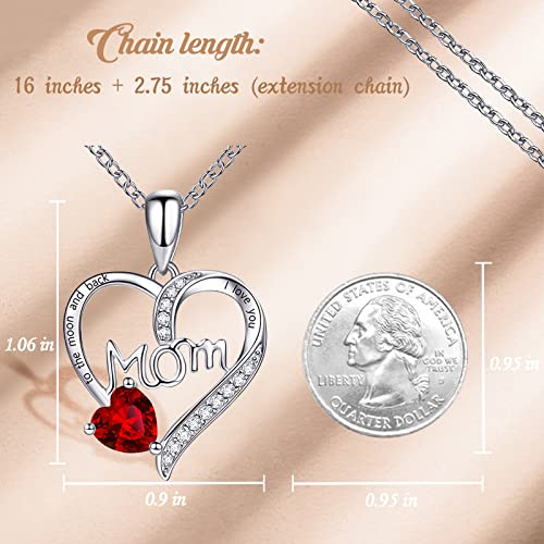 Love Heart Pendant Necklaces for Women, Mother's Day Gifts for Mom Grandma Wife from Daughter Son, I Love You Mom (With gift box)3