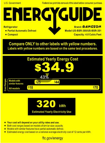 Bangson Small Fridge With Freezer, 4.0 Cu.ft, Samll Refrigerator With Freezer, 5 Settings Temperature Adjustable, 2 Doors, Compact Fridge For Apartment Bedroom Dorm And Office, Black #TOP6