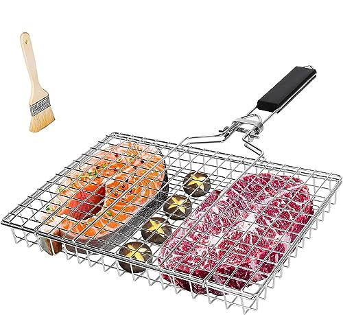 OKYUK Upgrade Vertiefen Faltbarer BBQ Grillkorb Fischbräter, Fisch...