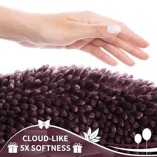 Image of Yimobra Toilet Rugs U Shaped Washable, Extra Thick Soft Absorbent Chenille Contour Bathroom Rugs for Toilet 24x20 Inch, Quick Dry Non Slip Toilet Mat for Bath Floor, Purple Grey