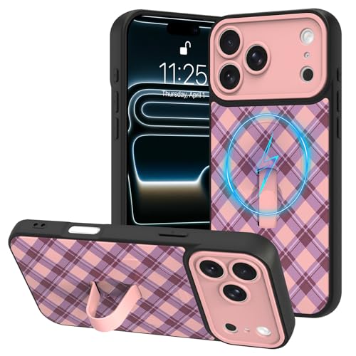 Coque iPhone 17 Pro Max béquille compatible Magsafe à carreaux mignon