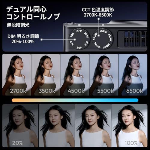Ulanzi C01 100W COB 撮影用ライト ビデオライト 無段階調光 常定光ライト 高照度 14500ルクス 二色 LEDビデオライト 2700K-6500K CRI 96+ TLCL 98+ 高演色 軽量 持ち運び便利 超高輝度 撮影補助光 補助照明 1/4インチ ARRI 位置決め穴 ミニ Bowensマウント Type-C充電ポート Vlog/生放送/自撮り/商品撮影/動画撮影