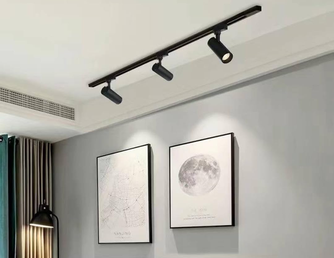ONSSI® Spot LED 35W pour rail monophasé COB 3150lm (CCT dimmable en blanc froid-neutre-chaud) Spot Led de plafond (Noir)