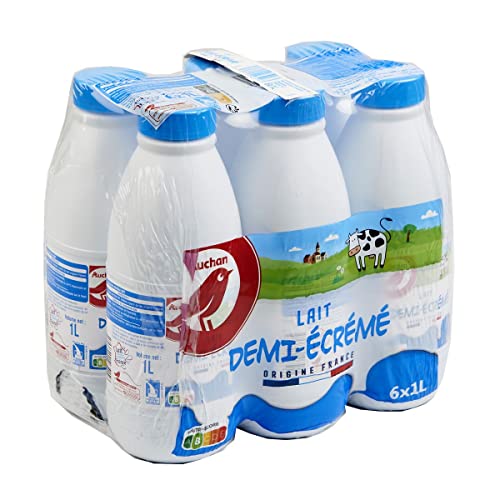 AUCHAN Lait demi-écrémé UHT 6 x 1 L
