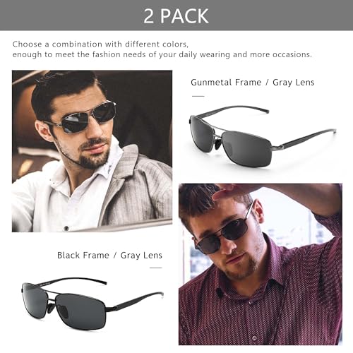 Image of SUNGAIT UV protection Ultra Lightweight Rectangular Polarized Sunglasses