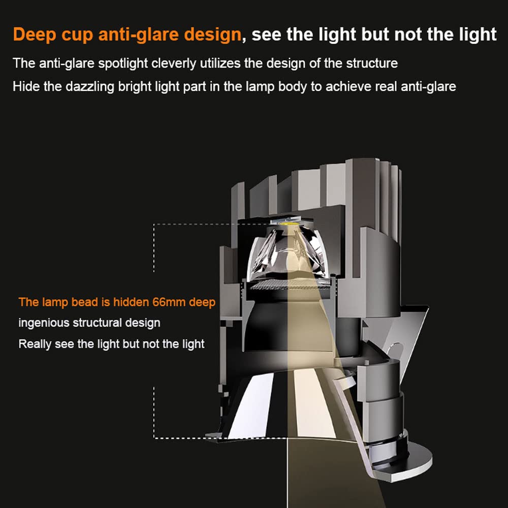 Faretto da Incasso a LED antiriflesso, Confezione da 10 faretti da Incasso da 5W, 7W, 10W, 3,3 Pollici, faretto da Incasso a LED con Coppa Profonda, faretto antiriflesso, faretto da Incasso orientabi