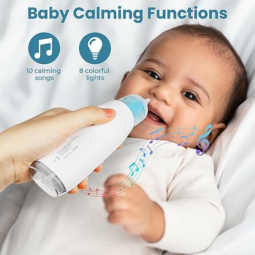 Electric Nasal Aspirator for Baby, Waterproof Baby Nose Sucker, Nose Sucker for Baby, LCD Baby Nasal Aspirator, Booger Sucker for Baby & Toddler, Nose Aspirator for Babies with Music and Light - Thumbnail 3