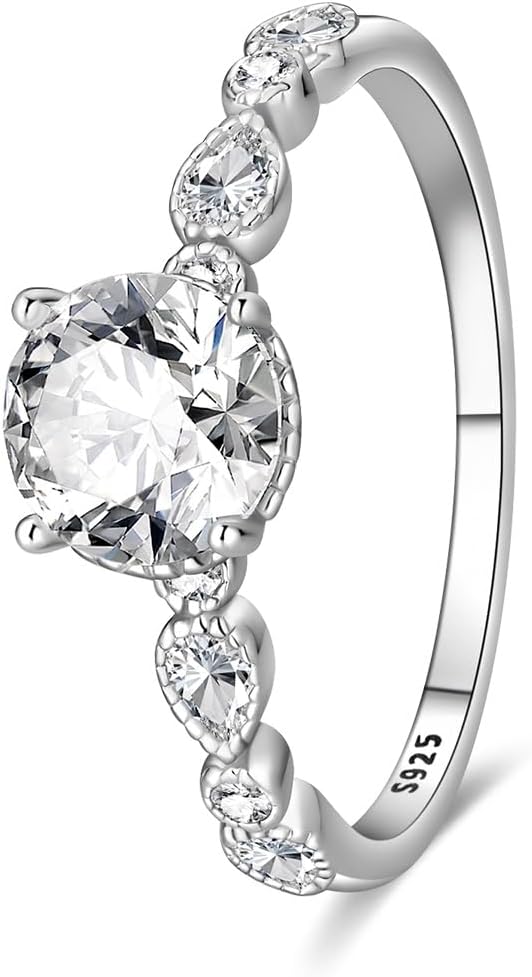 925 Sterling Silver Engagement Rings Sets,Bridal Rings,Wedding Love Promise Rings for Her Anniversary,Cubic Zirconia Simulated Diamond Ring Size 7-9