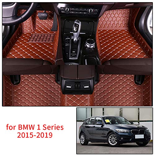 Cobear Tapis de Sol de Voiture sur Mesure en Cuir pour B M W 120i 116i 118i 125i M135i M140i F20 E82 E87 E88 2015-2019 Pleine Protection Accessoires de Voiture Styling Marron 1 Jeu