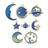 24 Pcs Assorted Gold Plated Enamel Cat Moon Star Celestial Charm Pendant DIY for Earrings Necklace Bracelet Jewelry Making and Crafting (M583-Blue)