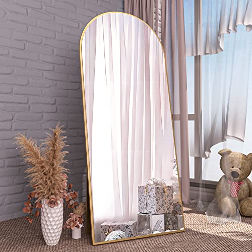 Miniatura 7 de Arqueado Espejo de Cuerpo Entero Espejo de pie con Soporte 165 x 60cm Espejo de Pared Grande Oro Colgado de pie o apoyado contra la Pared para la Entrada del Dormitorio