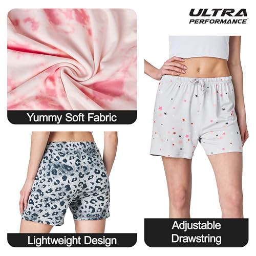Image of Ultra Performance 3 Pack Womens Boxer Shorts Soft Pajama Sleep Lounge Short | 95% polyester, 5% spandex; moisture-wicking; ideal for sleeping, lounging, casual wear, pajama pj shorts, Yummy shorts women