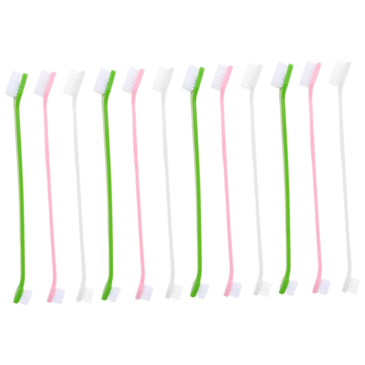 Happyyami Dog Toothbrushes 12 Pack Dual Headed Pet Oral Care Brush Soft Bristles Large Small Brush for Dogs Puppies
