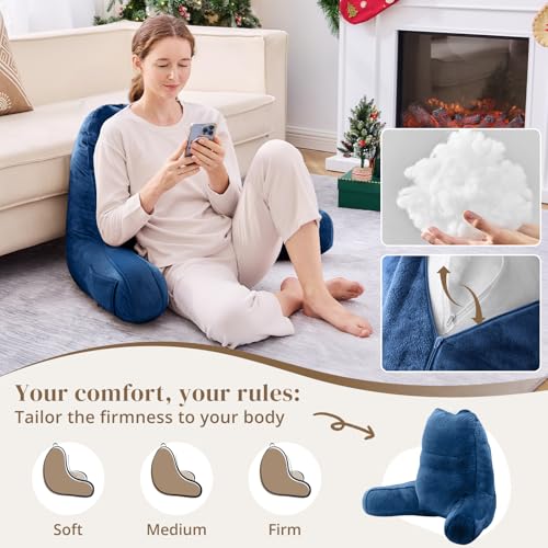 Image of Sasttie Reading Pillow for Bed, Back Pillow for Sitting Up, Navy
