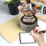 21th Birthday Card Happy 21th Birthday 3D Pop Up Greeting Card 21 th Birthday Gifts with Note and Envelope for 21 Years Old Wife Husband Mother Father Women Men Sister Friends (21th black) - Image 5