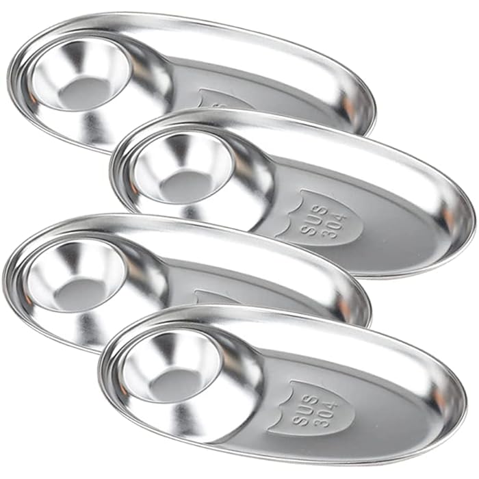 Buy JULEX Kitchen 304 Stainless Steel Snack Plate Grid Oval Cutlery