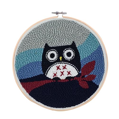 Kit broderie punch needle hibou 3 pièces, idée cadeau créative pour enfant et adulte