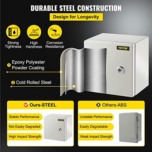 Vevor Nema Steel Enclosure, 8 X 8 X 6'' Nema 4X Steel Electrical Box, Ip66 Waterproof & Dustproof, Outdoor/Indoor Electrical Junction Box, With Mounting Plate #TOP2