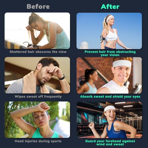 Image of Sweatbands Sports Headband for Men & Women - Terry Cloth Moisture-Wicking Sports Towel Headband for Tennis, Basketball, Running, Gym, and Fitness Working Out
