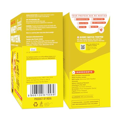 Image of Foodstrong Whey Protein Powder (Concentrate + Isolate), 100% Hormone Free Grass-Fed Whey, 24G Protein & 6.6G BCAA, Malai Kulfi, With Turmeric & Digestive Enzymes, 6 Sachets, 210G