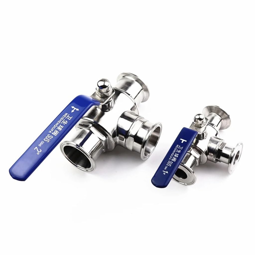 valvola a sfera, valvola a sfera in acciaio inox, Valvola a sfera sanitaria a 3 vie in acciaio inossidabile SS304, diametro esterno 3/4" 1" 1-1/4" 1-1/2" 2" Tipo con ghiera a porta T adatta for Tri Cl