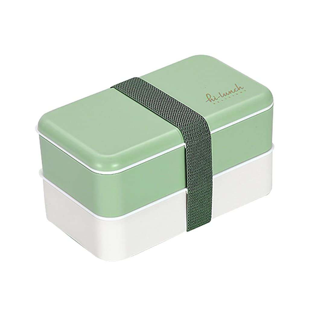 Buxuaaaa Women's Green Double-Layer Pp And Silicone Lunch Box Microwaveable Box For And Outdoor Use 3 Colors To Choose Insulated Lunch For For Kids For Girls For Adults For School For Men