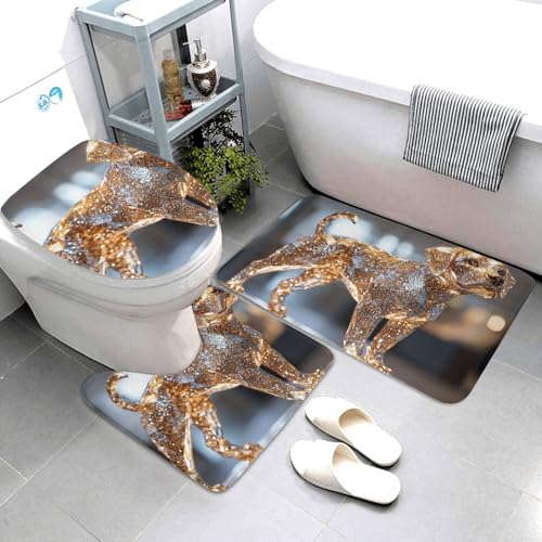 Alfombras de baño antideslizantes y lavables de microfibra de perro dorado 4