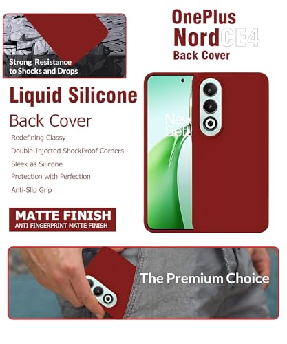 Image of LIRAMARK Liquid Silicone Soft Back Cover Case for OnePlus Nord CE4 5G (Red)
