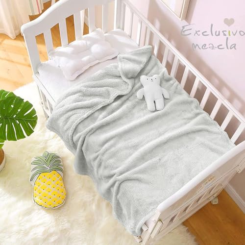 Image of Exclusivo Mezcla Plush Fuzzy Fleece Throw Blanket, Super Soft, Fluffy and Warm Blankets for Couch, Bed, All Season Use (40x50 Inches, Light Grey)